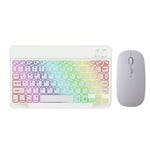 Clavier Souris sans Fil Clavier pour iPad/Samsung/Lenovo/iPhone Tablette Silent Retroeclair Bluetooth Clavier et Souris Leger Rechargeable Portable AZERTY pour Mac Windows Android