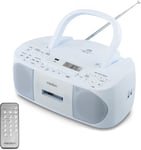 E65010 Radio stéréo (Lecteur CD, Cassette, Port USB, entrée Audio AUX, Lecture MP3. Radio FM PLL, 40 Stations mémorisables, Fonctionnement sur Piles, télécommande) Bleu