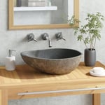 Lavabo en pierre de rivière Ovale 37-46 cm The Living Store Anthracite