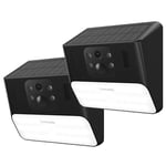 Cinnado Camera Exterieur sans Fil - 2K Caméra de Surveillance sans Fil Panneau Solaire avec Projecteur, Détection Humaine IA & PIR, Éclairage Activé par Mouvement, Audio Bidirectionnel (Lot de 2)