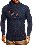 Leif Nelson Pull en tricot pour homme, avec col châle, pour hiver, coupe droite, convient aux looks décontractés et professionnels, disponible en plusieurs tailles et couleurs, bleu, XXXXXL