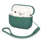 AOTUAO Coque Compatible avec Airpods Pro 2, Housse Étui Protection en Silicone AirPods Pro 2 Case Cover pour AirPods Pro 2ᵉ génération, Étui AirPods Pro 2 2022 avec Silicone Lanyard, Pine Green