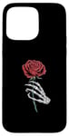 Coque pour iPhone 15 Pro Max Main squelette rose rouge fleur esthétique fleur rouge Saint-Valentin