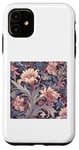 Coque pour iPhone 11 Motif floral Art nouveau crème, mauve, bleu marine, stylisé