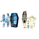 Monster High Coffret Monstrueux Secrets, Poupée Mannequin Frankie Stein, Série Look & Poupée Cleo De Nile avec Accessoires Et Animal De Compagnie, Poupée Mode Articulée, Cheveux avec Mèches