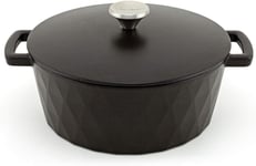 HearthStone Cookware - Enamelled Cast Iron Diamond Pot, Satin Black, 26 cm, 5.2