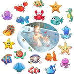 Litzee - Autocollant antidérapant pour baignoires, 20 organismes marins, ø 10 cm pour la sécurité dans la salle de bain baignoire et douche,