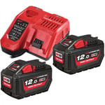 Pack de 2 batteries 18V M18 HNRG HIGH OUTPUT™ 12Ah+ chargeur M12-18 FC - MILWAUKEE TOOL - 4933464261