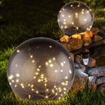 2er Set LED Fiche Lampes Solaire Boule Jardin Déco Éclairage Extérieur Lumières