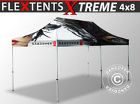 Snabbtält Depåtält Easy-up tält Eventtält Partytält FleXtents Xtreme 50 med fullt digitalt tryck, 4x8m