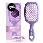 FHI Heat UNbrush Brosse démêlante pour un brossage sans douleur de tous les types de cheveux humides ou secs, poils DuoFlex antistatiques résistants, poignée légère, brosse à cheveux ventilée, violet