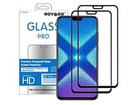 NOVAGO compatible avec Huawei Honor 8X et Honor 9x Lite - Pack de 2 films vitre verre trempé protection écran résistant anti explosion de l'écran, films couvrent tout écran (Noir)