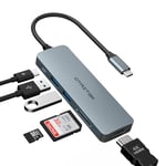 Hub USB C, Adaptateur USB C, Adaptateur MacBook Pro/Air iPad Pro, 6 en 1 avec Sortie HDMI 4K, PD 100 W, 2 Ports USB 3.0, Lecteur de Carte TF, Compatible avec Ordinateur Portable, Surface Pro 8