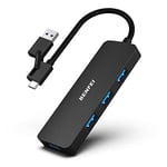 BENFEI Hub USB 3.0, Hub USB Type-A/Type-C 2-en-1 avec 4 Ports USB 3.0 Compatible pour MacBook, Mac Pro, Mac Mini, iMac, Surface Pro, XPS, PC, Clé USB, Disque Dur Mobile