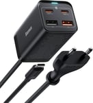 Chargeur Usb C Rapide 65w, Pd Gan3 Fast Wall Block, 4-Ports [2usb-C + 2usb] Station De Charge Avec 5ft Ac Câble Pour Macbook Pro/Air, Usb-C Laptop, Iphone 13/12, Samsung Galaxy[Sma074386]