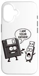 Coque pour iPhone 16 Disquette vers clé USB 90s 00s Ordinateur Drôle Geek Joke