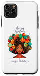 Coque pour iPhone 11 Pro Max Fille noire magique à la peau brune, mélanine, sœur de Noël