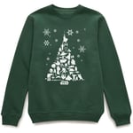 Star Wars Character Christmas Tree Green Christmas Jumper - S