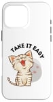 iPhone 16 Pro Max Take it easy with cute cat and cat paws design Case