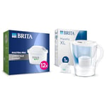 BRITA MAXTRA PRO Limescale Expert Water Filter Cartridge 12 Pack - Original BRITA Refill & Marella XL Water Filter Jug White incl. 1x MAXTRA PRO All-in-1 Cartridge