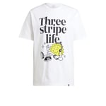 adidas Men's Three Stripes Life Graphic Tshirt, White, 3XL