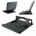 Laptop Holder Notebook Tray Cooling Swivel 360° Riser Platform Adjustable Black