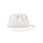 PU vävd väska Satchel Cloud Mini läder clutchväska white