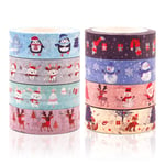 16 rullar söt Washi Tape Set Djur Washi Tape Juldjur Serie Washi Tape Kanin Räv Älg Jultomte Pingvin Snögubbe Färgglad mönster DIY