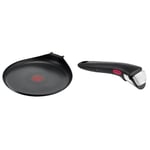 Tefal Ingenio Poêle à crêpe 27 cm, Non induction, Revêtement antiadhésif, Empilable & Ingenio Poignée amovible noire, Empilable, Verrouillage sécurité 3 points