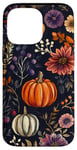 Coque pour iPhone 14 Pro Max Violet Bohème Floral Citrouille Motif Vintage Décor Automne