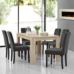 Table de salle à manger + 6 chaises Kramfors chêne cérusé gris foncé [en.casa] chêne naturel