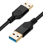 Câble Usb 3.0 Mâle Vers Mâle, Câble De Données Haute Vitesse Usb A Vers Usb A Compatible Avec Disque Dur/Refroidisseur D'Ordinateur Portable/Décodeur/Lecteur Dvd/Tv/Appareil Photo (1,5M, Noir)