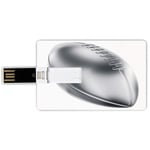 8G USB Flash Drives Credit Card Shape Silver Memory Stick Bank Card Style Realistic American Football in 3D Style Sports Theme Champion Victory Trophy Decorative,Gray Silver White Waterproof Pen Thum