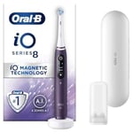 Oral-B iO8 Electric Toothbrushes For Adults, App Connected Handle, 1 Toothbrush Head & Travel Case, 6 Modes with Teeth Whitening, 2 Pin UK Plug, Violet