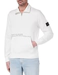 Tommy Hilfiger Men Badged Graphic Zip Mock Sweatshirt Half-Zip, White (White), L