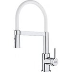 Franke Lina FC 6087.031 Mitigeur cuisine, 205 x 410 mm, semi-pro avec douchette extractible, Chrome/Blanc (115.0626.088)