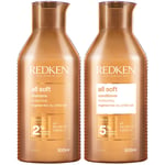 Redken All Soft Shampoo and Conditioner Routine for Dry, Brittle Hair Supersize 500ml