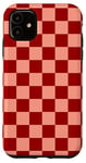 Coque pour iPhone 11 Motif damier rouge et rose