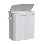 SONGMICS Laundry Hamper with Lid, 100 L Bamboo Laundry Basket, Removable Machine Washable Hamper Basket, with Handles, for Laundry Room, Bedroom, Washroom, Grey LCB063G01