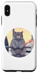 iPhone XS Max Cute Grey Fit Muscle Cat Sitting on Gym Lifting Bench Case