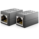 2 Pièces RJ45 Coupleur (1000 Mbit) Gigabit Câble LAN Rallonge Câble Réseau Ethernet Adaptateur Connecteur Compatible avec Cat8, Cat7, Cat6, Cat5 Câble Patch DSL POE 2X RJ45 Femelle - Noir.[G858]