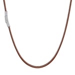 U7 Collier Corde Marron Ras du Cou 2mm/40cm Chaîne Cordon Court Fermoir Acier Inoxydable Femme