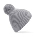 Beechfield Engineered knit ribbed pom pom beanie - Light grey - One Size