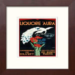 Lumartos, Vintage Poster Liquore Aura Contemporary Home Decor Wall Art Print, Mahogany Frame, 14 x 14 Inches