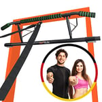 DH FitLife Barre de traction pour cadre de porte sans vis | Pull up bar Doorway | Barre d'étirement | Avec L'entraîneur à l'élingue | Pour cadre de porte 70-92cm (avec poignées marteau)