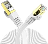 Cable Ethernet 15M Cat 7 Plat Haute Vitesse Avec Connecteur Rj45 Plaqué Or, Cable Rj45 Cat 7 Blindé Cable Internet Haut Débit 10 Gb/S - 750 Mhz[USB243260]