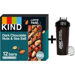 Kind Protein Bars Dark Choc Nuts & Sea Salt 12x40g + ON Shaker DATED OCT/2022