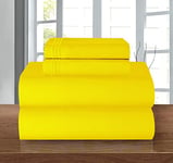 Elegant Comfort Parure de lit 4 pièces en Microfibre de qualité hôtelière 1500, Infroissable, Drap-Housse avec élastique Tout Autour, Poche Profonde mesurant jusqu'à 40,6 cm, Grand lit, Jaune