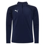 PUMA Träningströja teamLIGA 1/4 Blixtlås - Navy/Vit, storlek Medium