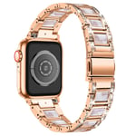 Apple Watch 42mm Armband i metall med fina stenar, Rosegold Pearl